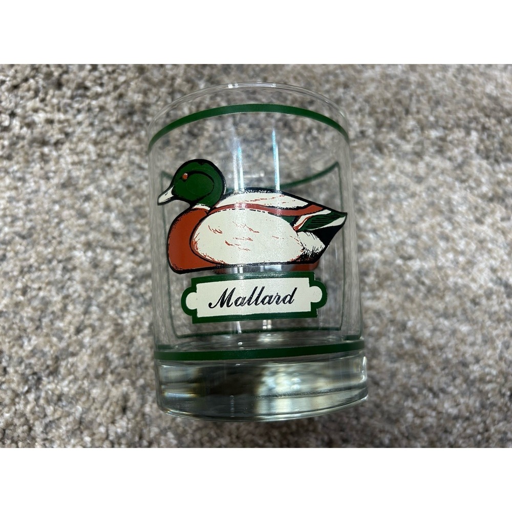 Vintage Georges Briard Bar Glass Mallard Duck Signed Glass